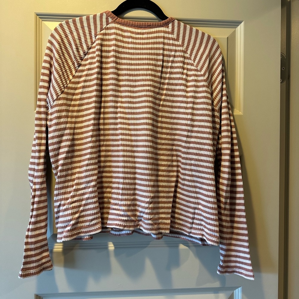 Madewell Waffle Knit Button Front Pajama Top in Lorain Stripe - Picture 9 of 10